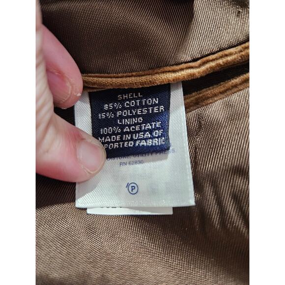 Vintage Lands' End Men Corduroy Blazer Sports Jacket Size 46 L Cotton Tan Brown - Picture 8 of 12